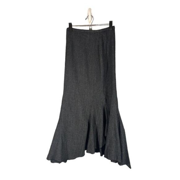 Isabel De Pedro Gray Virgin Wool Blend Asymmetrical Long Maxi Skirt Women Sz 4 - Picture 2 of 11